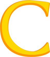 A Bright Yellow Letter 'C' on a White Background