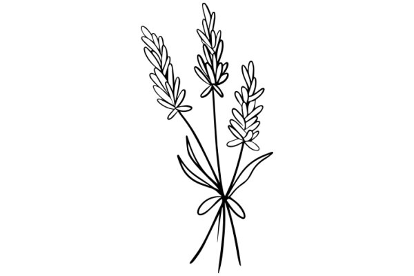 Line Drawing of Three Stems with Flower Buds