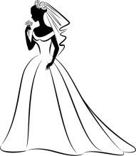 A Bride's Delight: A Silhouette of a Wedding Dress and Bouquet