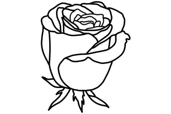 A Line Drawing of a Rose