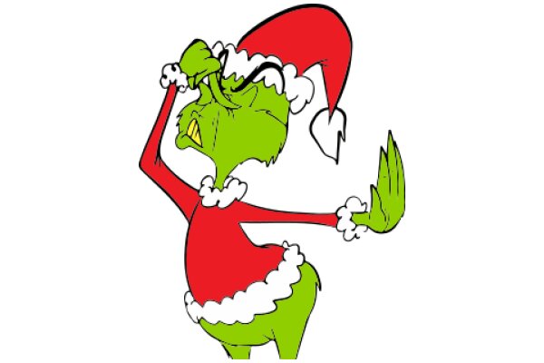 A Festive Christmas Character: A Green Grinch with a Santa Hat