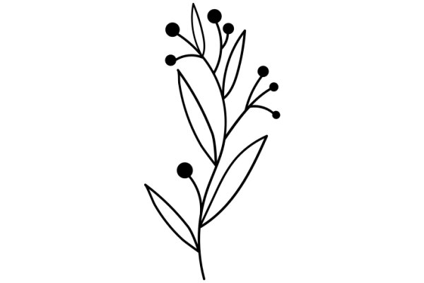 Simplistic Line Art of a Flower with Round Petals