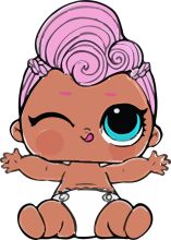 Adorable Cartoon Character with Pink Hair and Blue Eyes