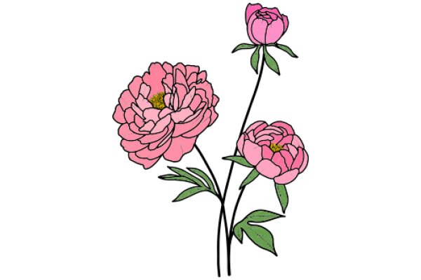 Vibrant Pink Peonies in a White Background