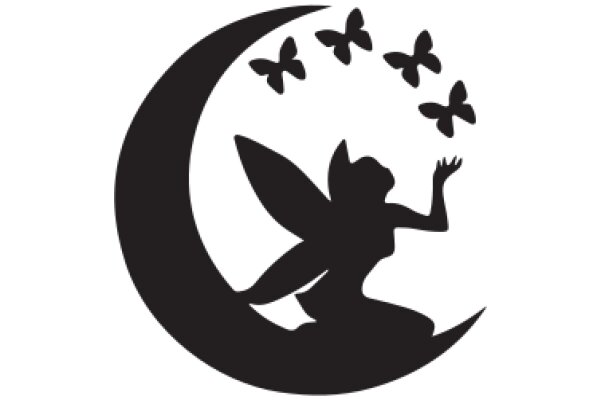 Moonlit Silhouette of a Butterfly Fairy