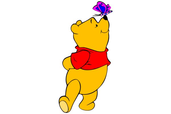 Winnie the Pooh: A Playful Adventure with a Purple Butterfly