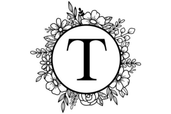 Floral Emblem with Letter 'T' at Center