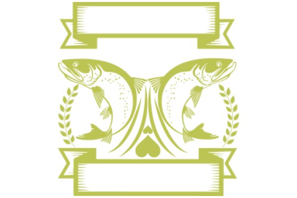 Stylized Illustration of a Fish with a Laurel Wreath and Banner