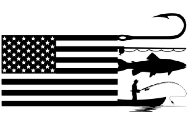 A Symbolic American Flag with Fishing Elements