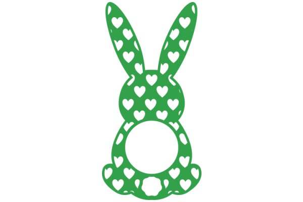 Vibrant Green Easter Bunny with Heart Patterns