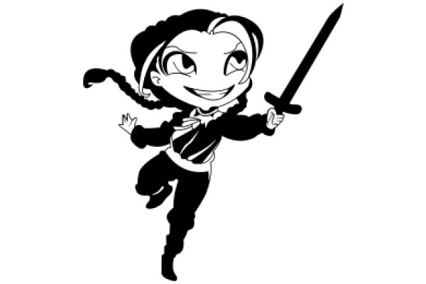 Stylized Cartoon Character with a Sword