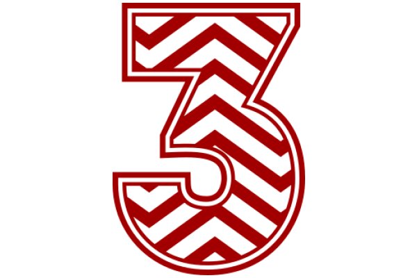 Stylized Red and White Number Three Design