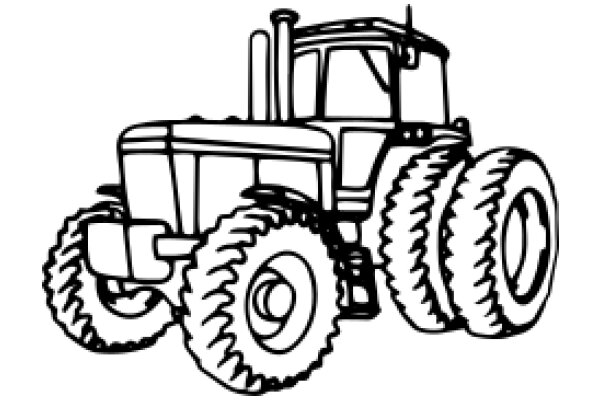 A Line Drawing of a Farm Tractor