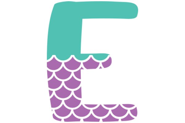 Stylized Letter E with a Purple and Green Underwater Scene