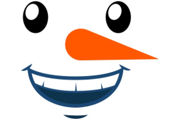 Smiling Cartoon Character with Orange Nose and Blue Mouth