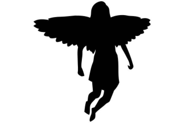 Silhouette of an Angelic Figure in Flight