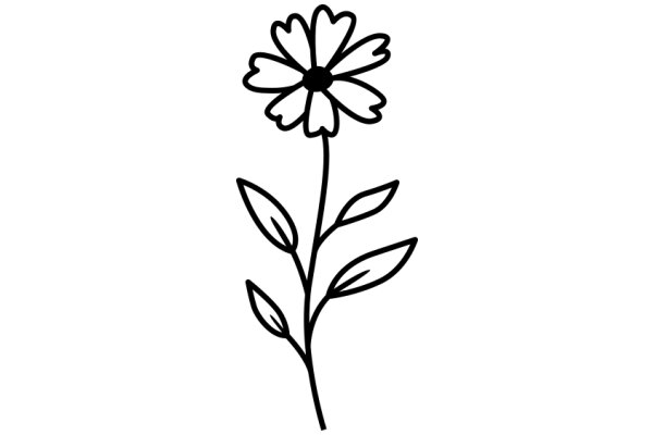 Simplistic Line Drawing of a Flower