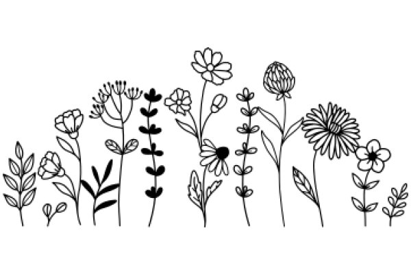 A Line of Lovely Flower Silhouettes