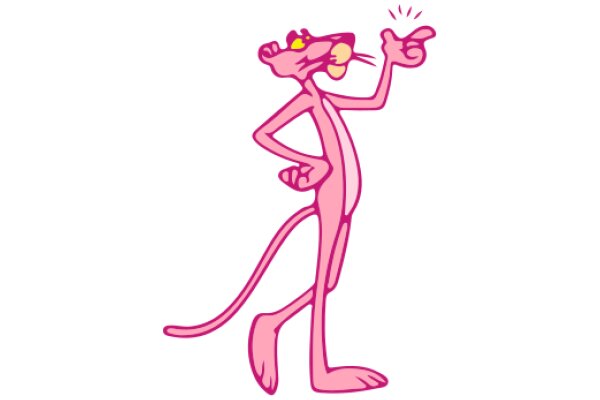 Pink Cartoon Cat with a Pointing Finger