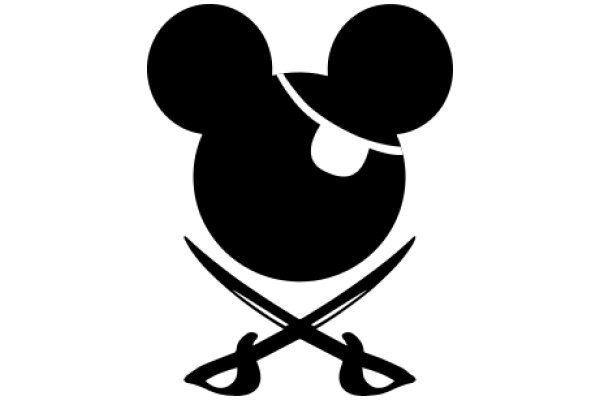 Minimalist Mickey Mouse Logo with Scissors