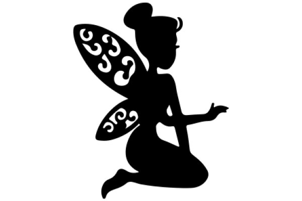 Silhouette of a Fairy with a Butterfly Wing