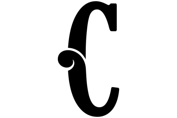 Stylized Black Letter 'C' with a Curved Design