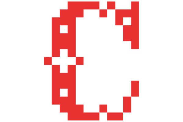 Digital Art: A Pixelated Letter 'C' in Red and White