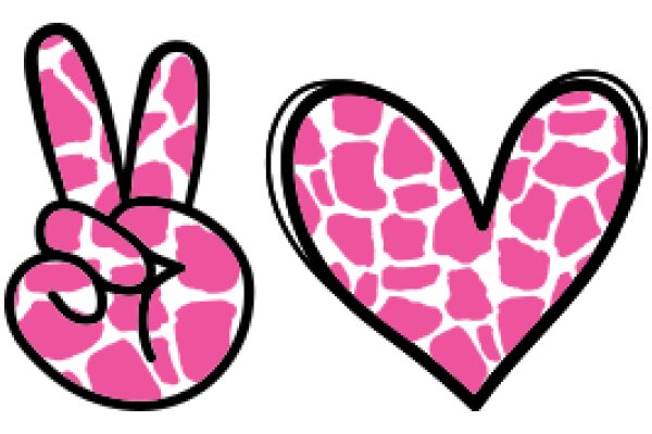 A Playful Pink and White Heart with a Peace Sign