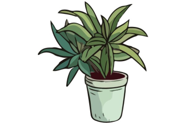 A Digital Illustration of a Potted Plant with Green Leaves