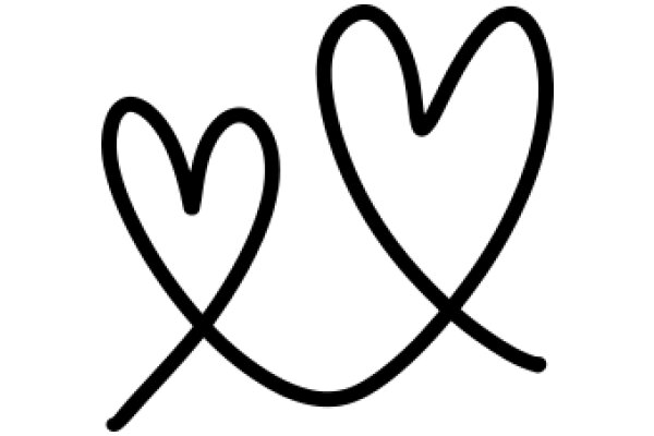 Simplistic Line Art of Two Hearts