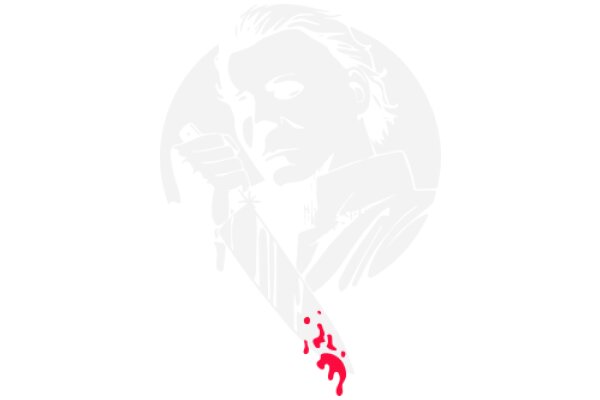 A Silhouette of a Man with a Knife, Stained with Red