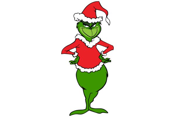 A Festive Christmas Character: The Grinning Grinch in a Santa Hat