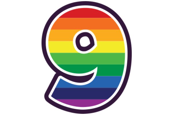 Vibrant Rainbow Logo with the Number Nine