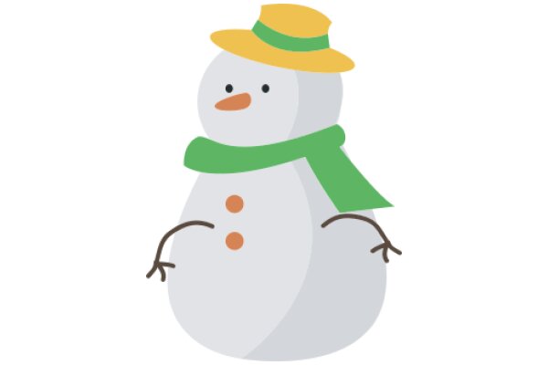 A Friendly Snowman in a Yellow Hat and Scarf