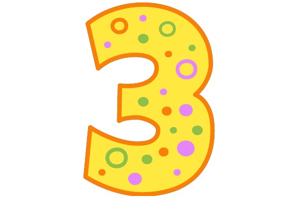 Vibrant Number Three Illustration with Colorful Dots