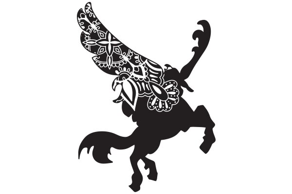 Stylized Black Horse Silhouette with Decorative Patterns