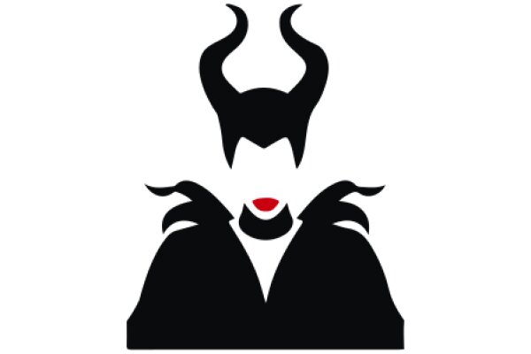 Stylized Logo with Horned Figure and Red Lipstick