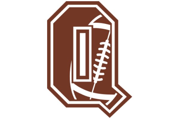 A Brown and White Logo with a Stylized Football and a Door