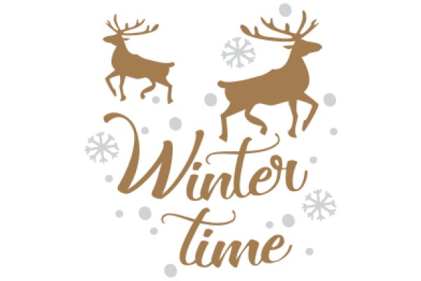 Winter Time: A Festive Illustration with Reindeer and Snowflakes