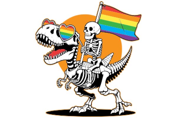 A Skeletal Ride: A Playful Blend of Dinosaurs and LGBTQ+ Pride