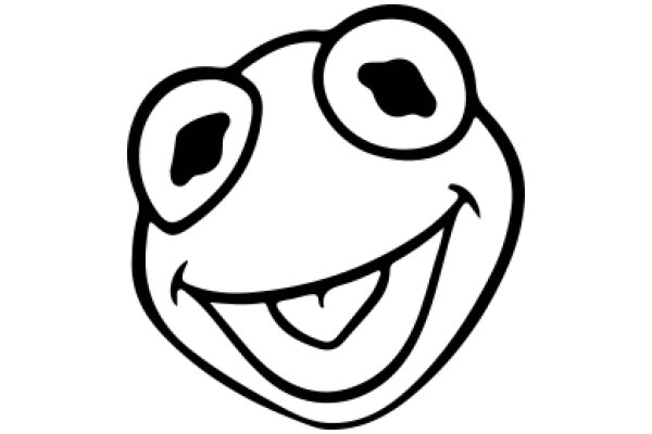 Simplistic Line Drawing of a Smiling Frog