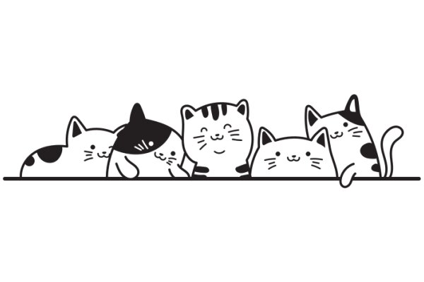 A Whimsical Lineup of Cats and a Dog