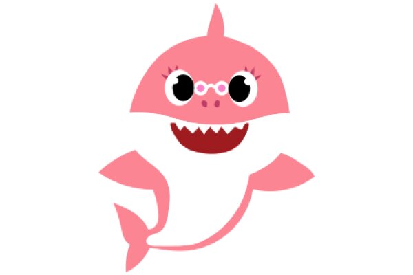 Whimsical Pink Shark with a Smile and Glasses