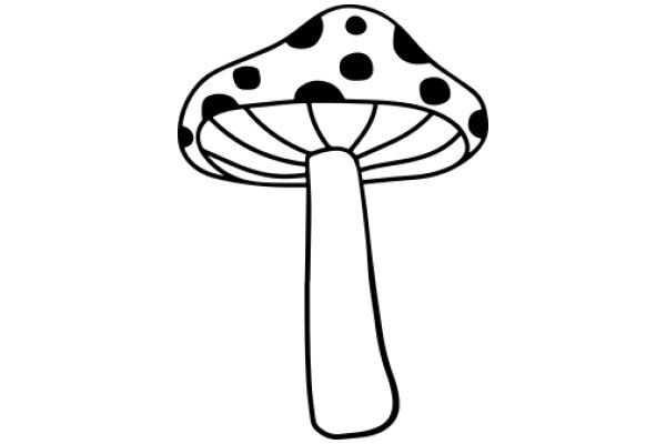 A Simple Line Drawing of a Mushroom with Black Dots