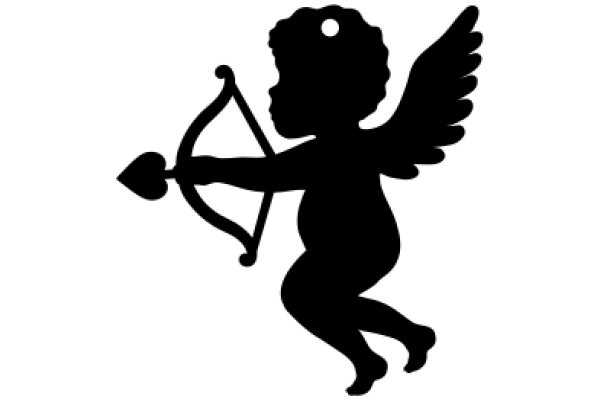 Silhouette of an Angelic Figure with a Bow and Arrow