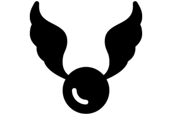 Stylized Black Silhouette of a Smiling Face with Wings