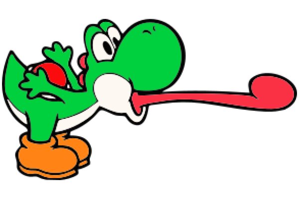 Whimsical Cartoon: A Playful Encounter with Yoshi, the Iconic Nintendo Character