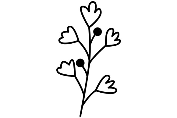 Simplistic Line Drawing of a Flower with Hearts for Petals