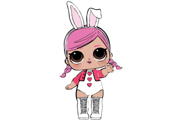 Adorable Cartoon Bunny in a Pink Swimsuit