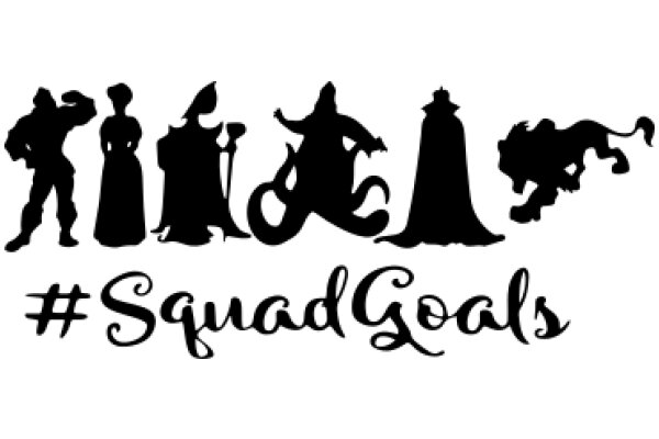 Silhouettes of Characters from the Show 'Squad Goals' on a White Background